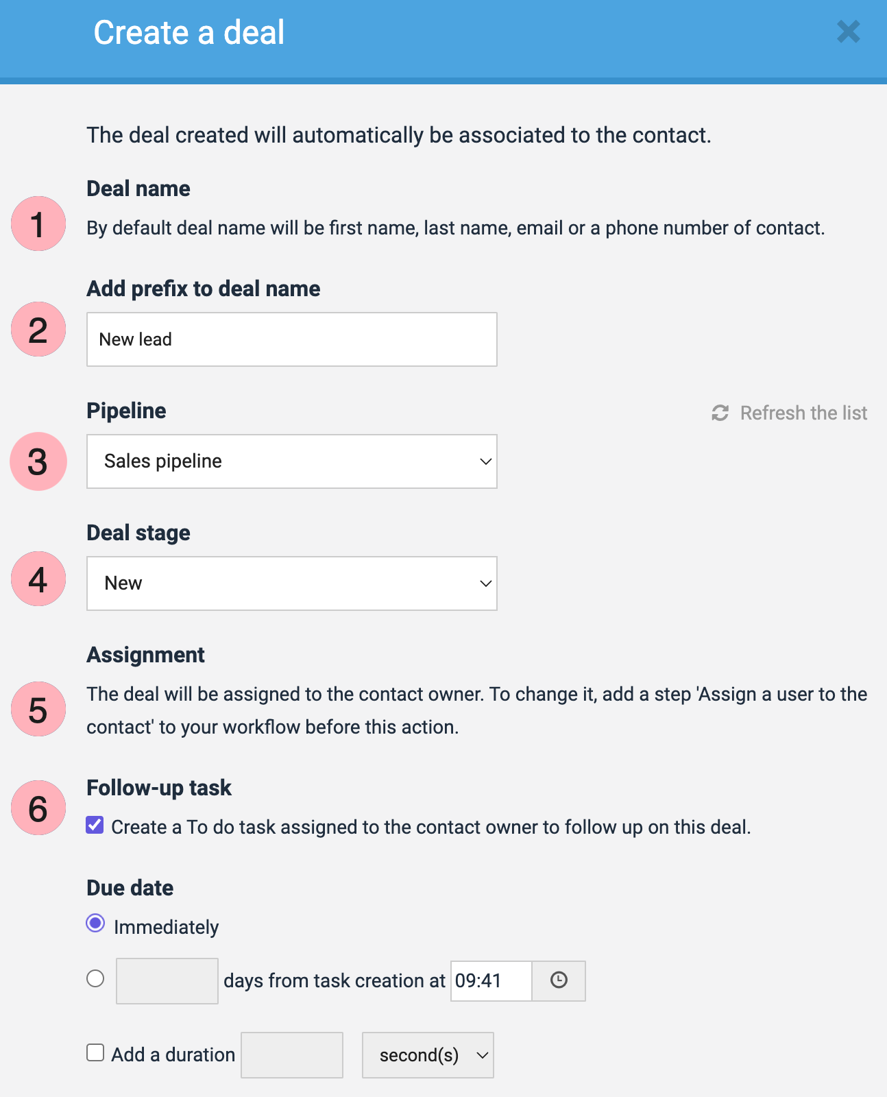 Eine Automatisierung erstellen, um automatisch Deals zu erstellen ...