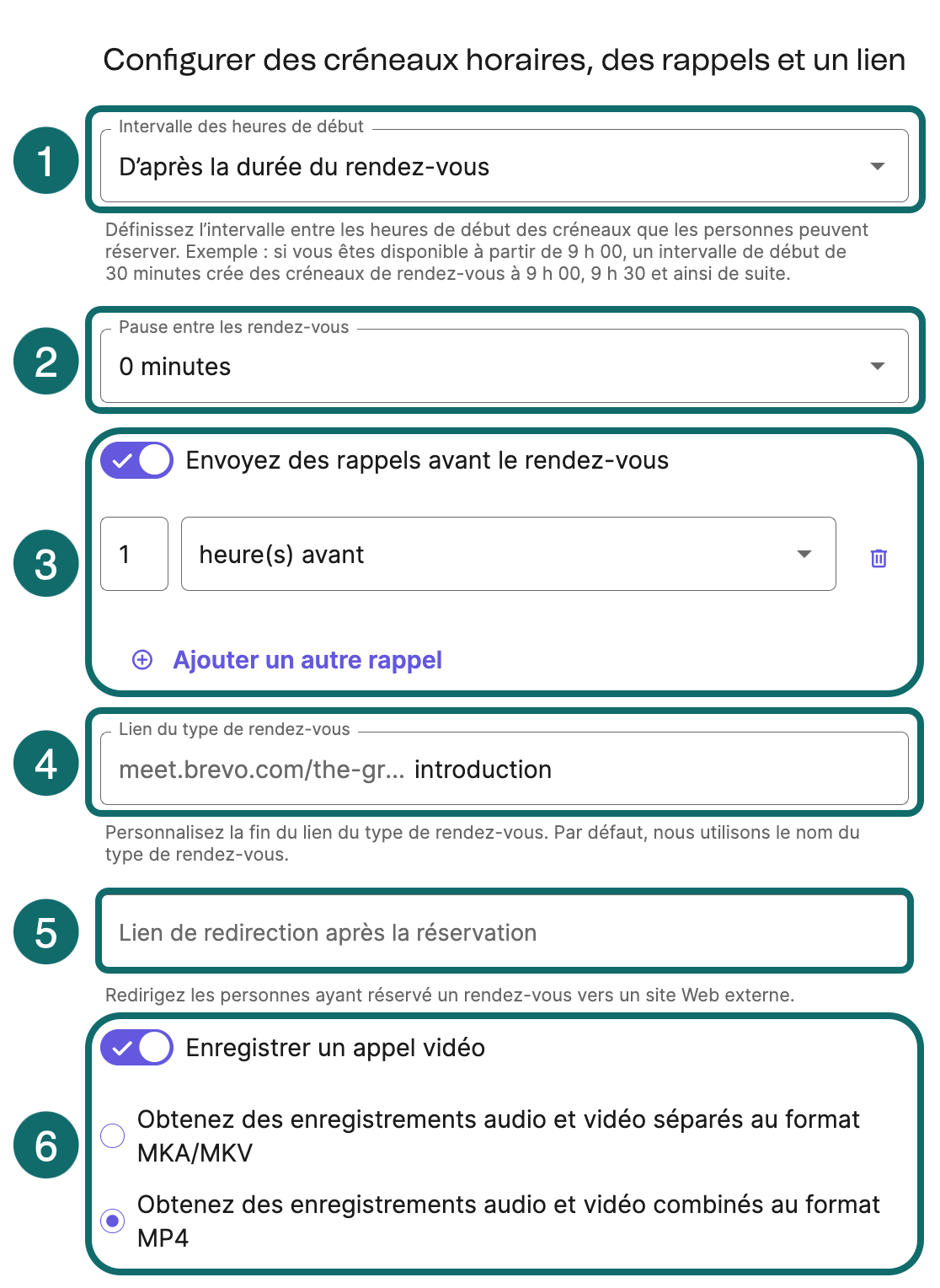 Créer et gérer vos types de rendezvous Accueil