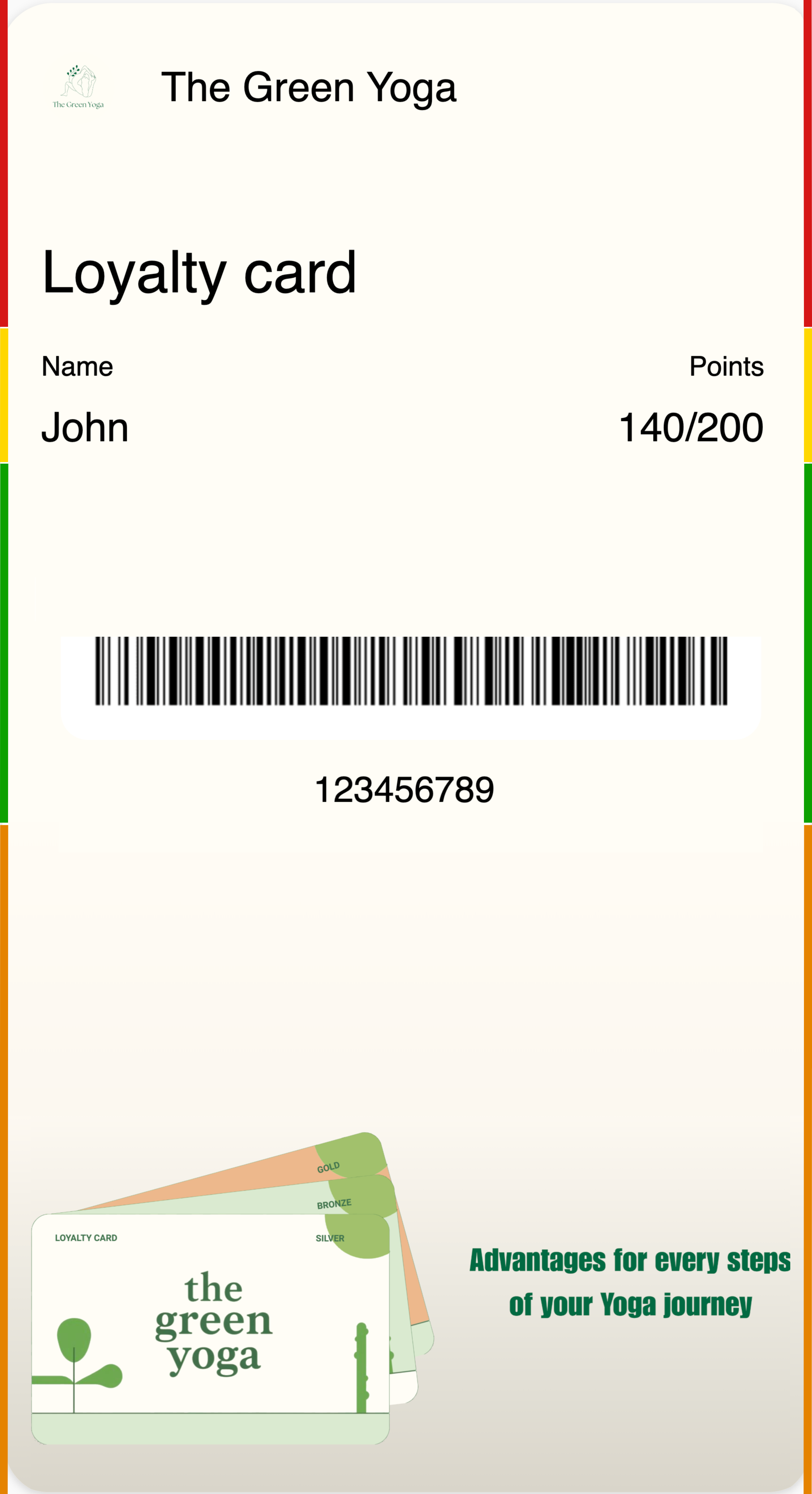 Vorderseite des Google Wallet-Passes mit Logo, Ausweisbezeichnung, Textkörpern, Barcode und Hero-Bild
