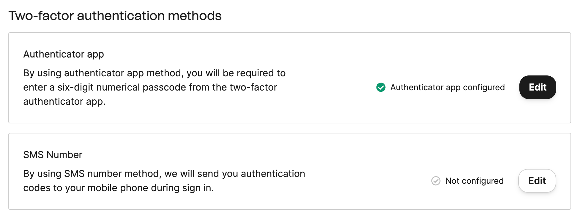 My Authenticator app or SMS two-factor authentication (2FA) has